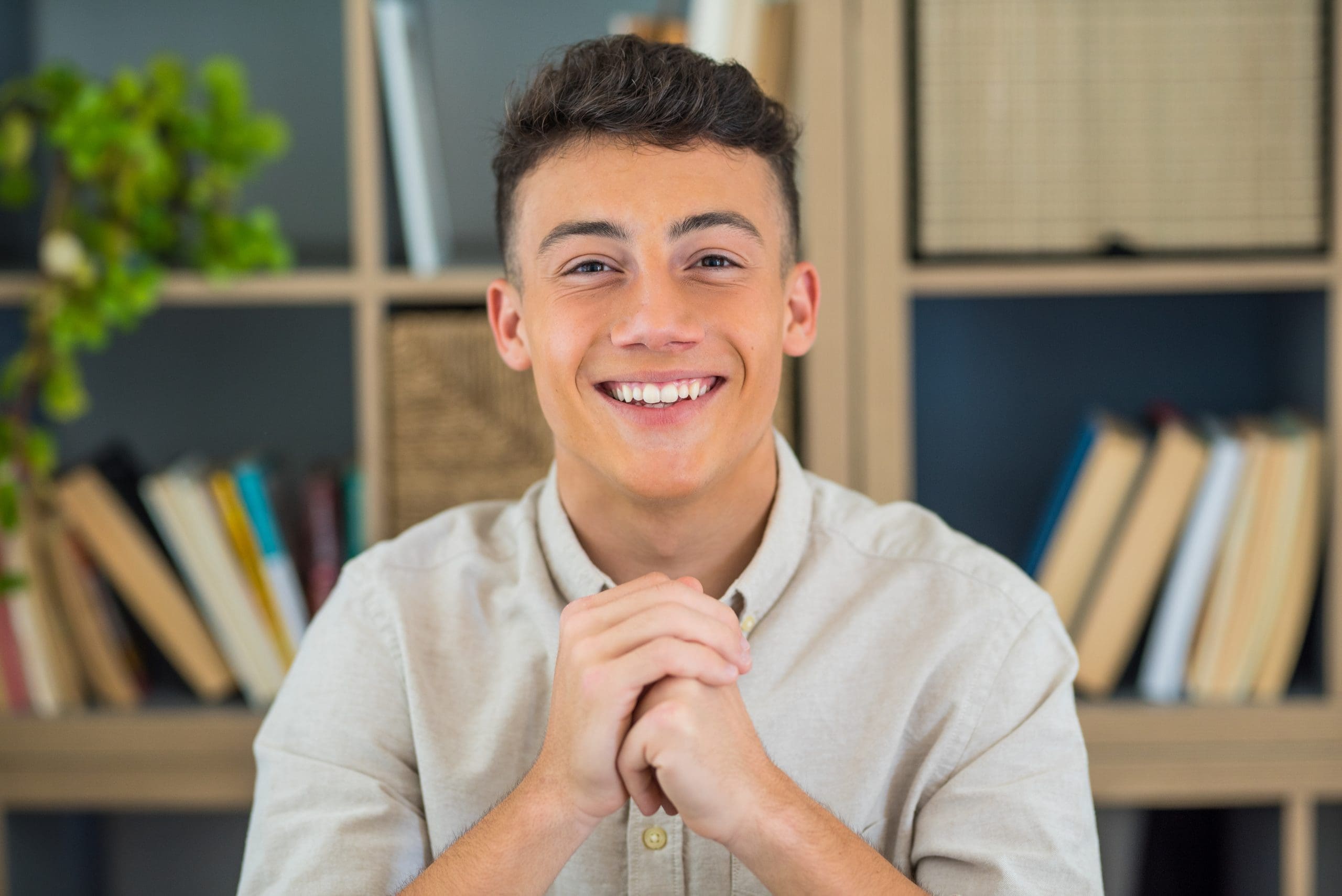 Portrait,Of,One,Young,And,Happy,Cheerful,Man,Smiling,Looking